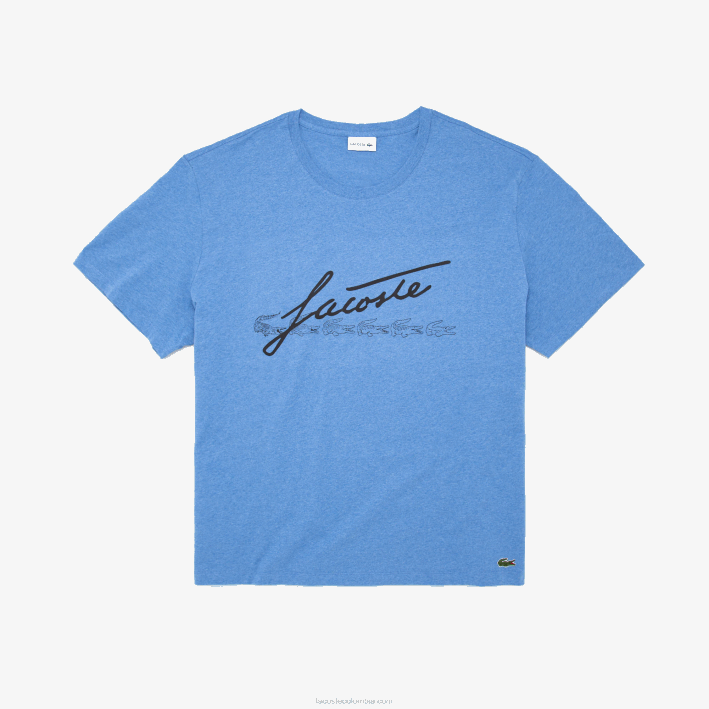 hombres Lacoste 6F24848 lomo azul hg3 camiseta con estampado de firma xl