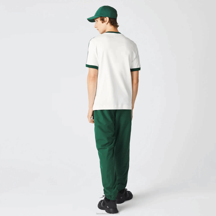 hombres Lacoste 6F24855 blanco 70v camiseta regular fit con cuello en contraste