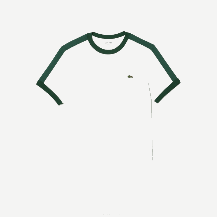 hombres Lacoste 6F24855 blanco 70v camiseta regular fit con cuello en contraste