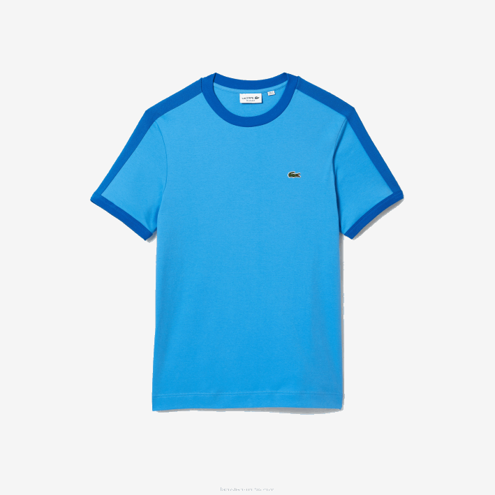 hombres Lacoste 6F24856 azul 4xa camiseta regular fit con cuello en contraste