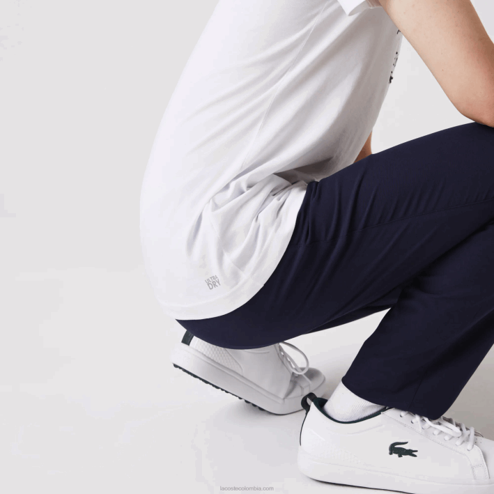 hombres Lacoste 6F24861 blanco 001 camiseta de la bandera americana del deporte de la copa de los presidentes