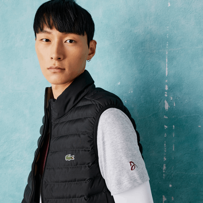 hombres Lacoste 6F24871 lomo gris cca camiseta sport novak djokovic croco algodón orgánico