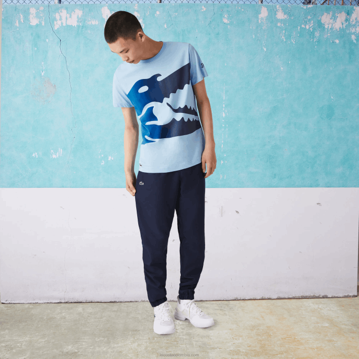 hombres Lacoste 6F24872 hbp azul camiseta sport novak djokovic croco algodón orgánico