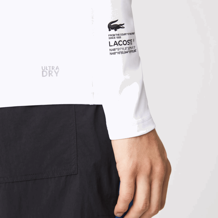 hombres Lacoste 6F24877 blanco 001 camiseta térmica deportiva
