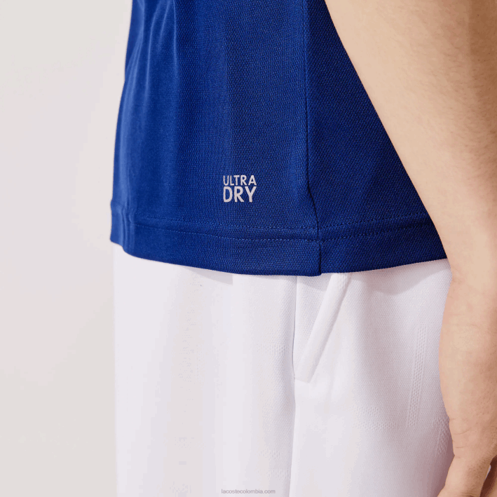 hombres Lacoste 6F24908 blanco verde azul marino blanco cmn camiseta sport tricolor transpirable piqué ligero