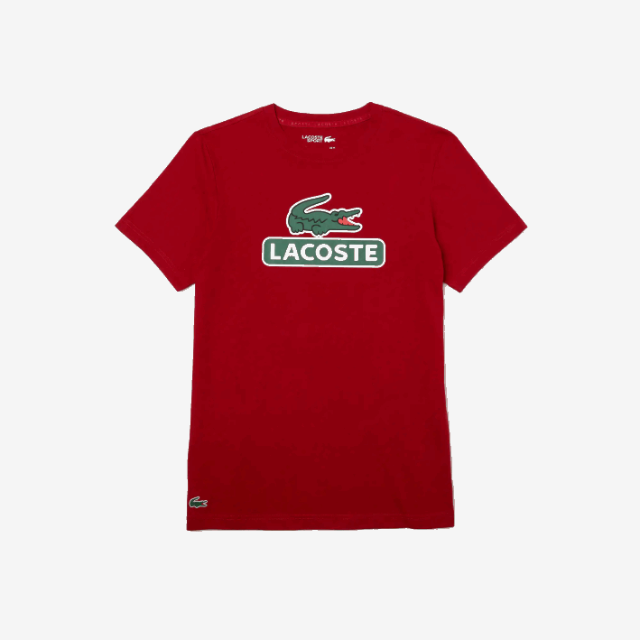 hombres Lacoste 6F24930 rojo 5sx playera transpirable con logo estampado deportivo