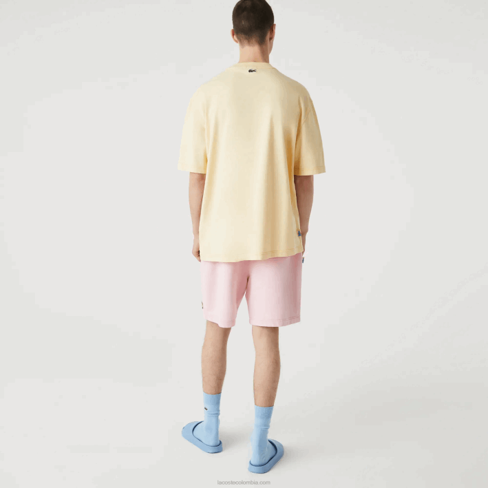hombres Lacoste 6F24936 hbz amarillo camiseta live summer pack de algodón jaspeado de corte holgado