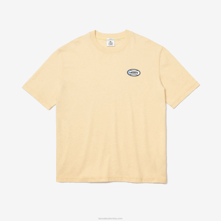 hombres Lacoste 6F24936 hbz amarillo camiseta live summer pack de algodón jaspeado de corte holgado