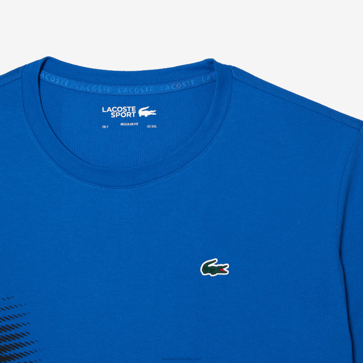 hombres Lacoste 6F2493 kxb azul camiseta sport regular fit con marca en contraste