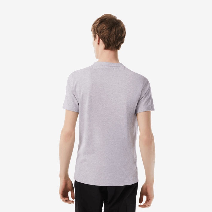 hombres Lacoste 6F2494 lomo gris cca camiseta sport regular fit con marca en contraste