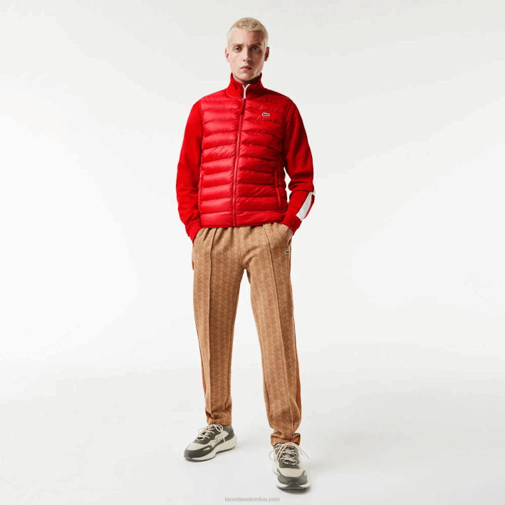 hombres Lacoste 6F241250 rojo 240 chaleco acolchado repelente al agua