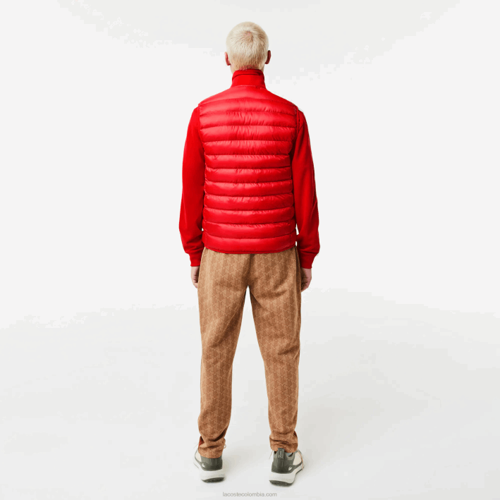 hombres Lacoste 6F241250 rojo 240 chaleco acolchado repelente al agua