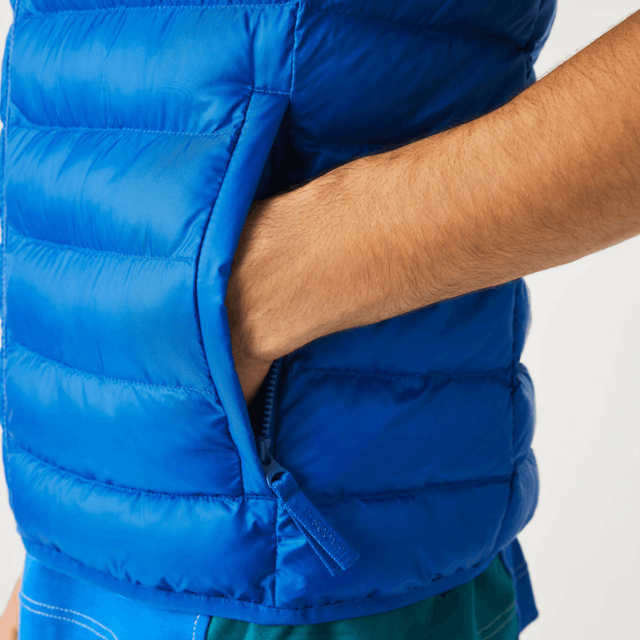 hombres Lacoste 6F241251 k1q azul chaleco acolchado repelente al agua