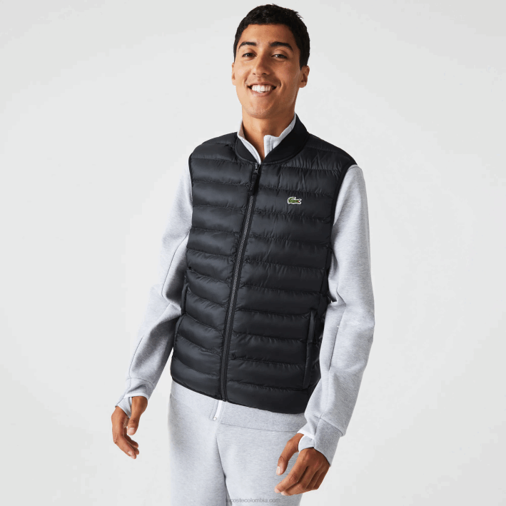 hombres Lacoste 6F241252 negro 031 chaleco acolchado repelente al agua