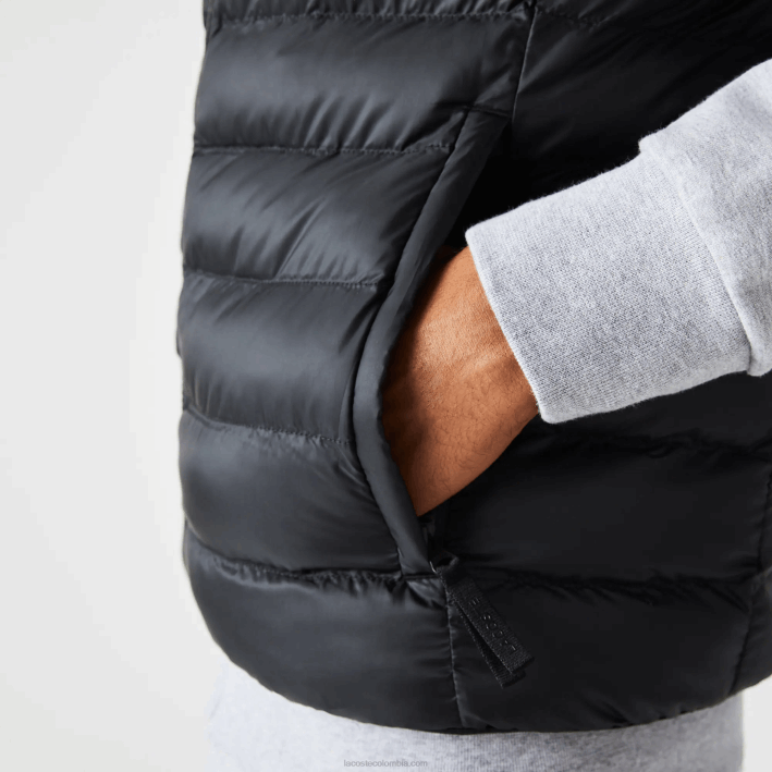 hombres Lacoste 6F241252 negro 031 chaleco acolchado repelente al agua