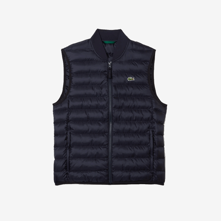 hombres Lacoste 6F241253 fondo azul marino chaleco acolchado repelente al agua