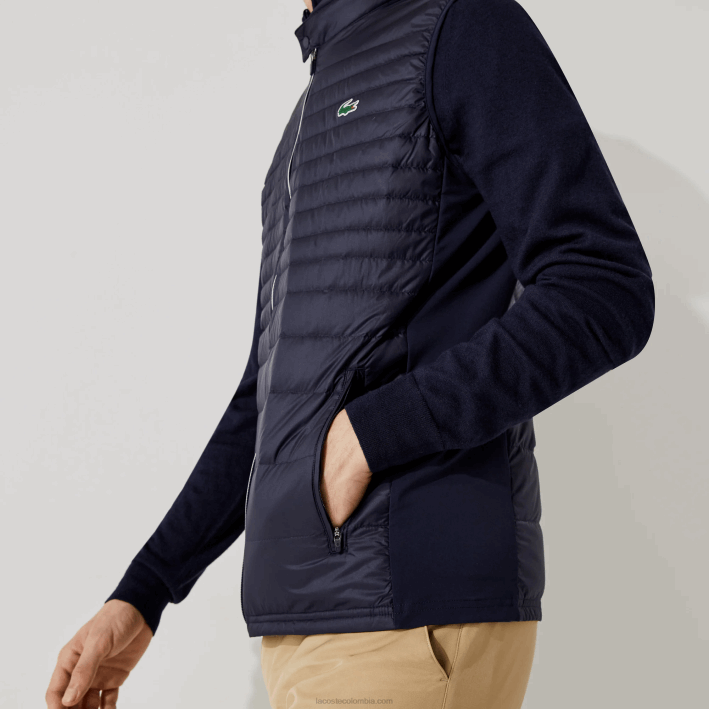 hombres Lacoste 6F241309 azul marino 5fs chaleco de golf deportivo ligero resistente al agua acolchado
