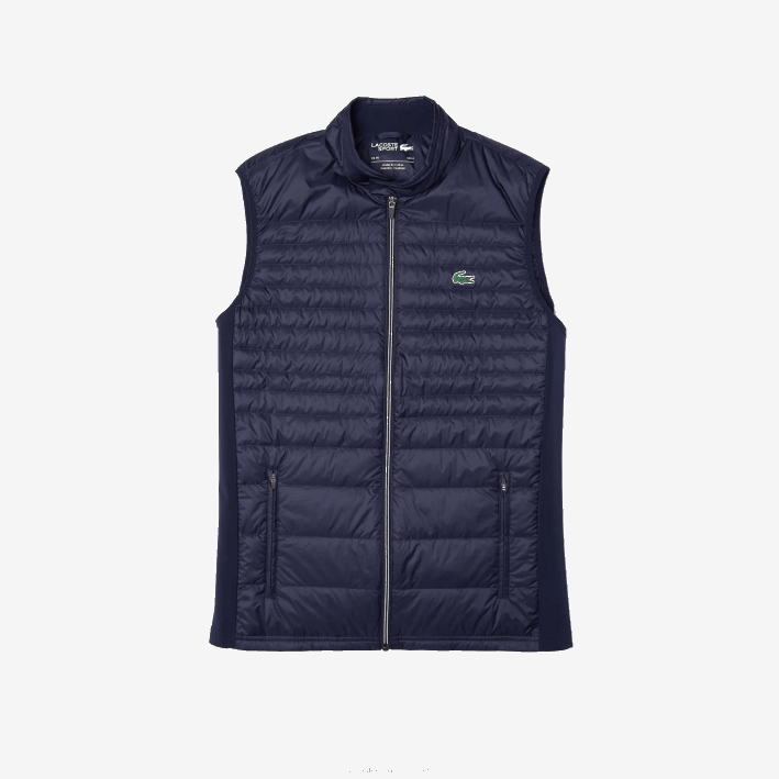 hombres Lacoste 6F241309 azul marino 5fs chaleco de golf deportivo ligero resistente al agua acolchado