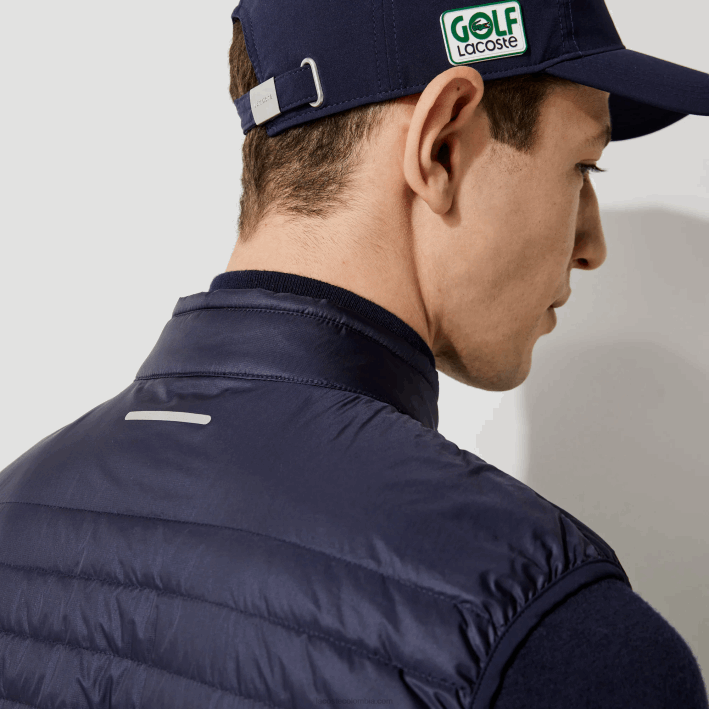 hombres Lacoste 6F241309 azul marino 5fs chaleco de golf deportivo ligero resistente al agua acolchado