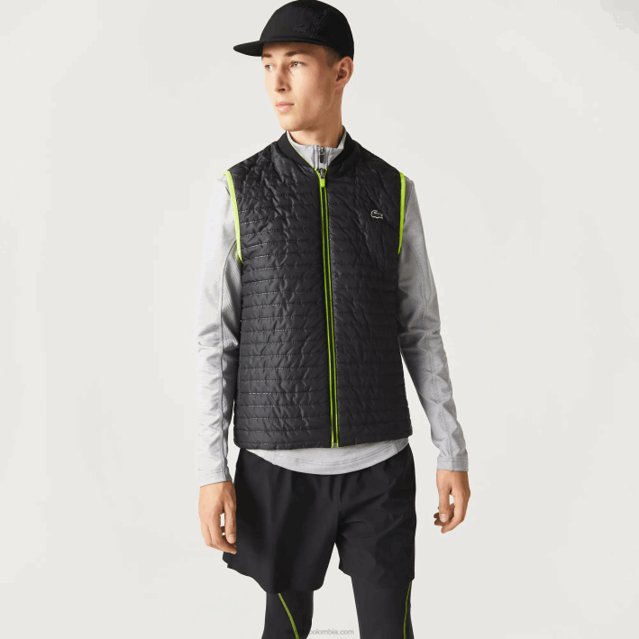 hombres Lacoste 6F24385 amarillo negro g65 chaleco sport acolchado reversible