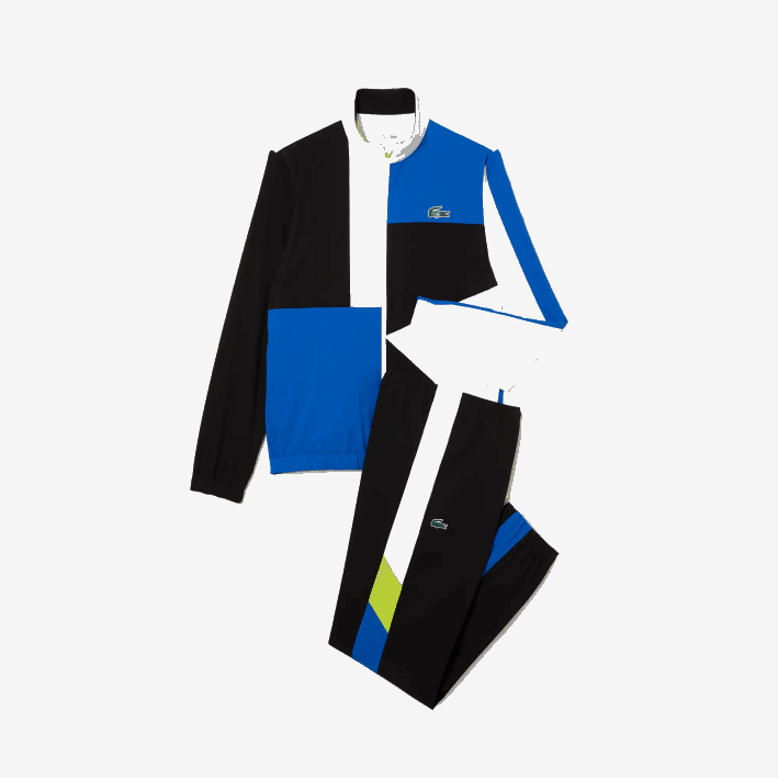 hombres Lacoste 6F241144 blanco negro azul amarillo l74 chándal deportivo de tenis con estampado de cocodrilo