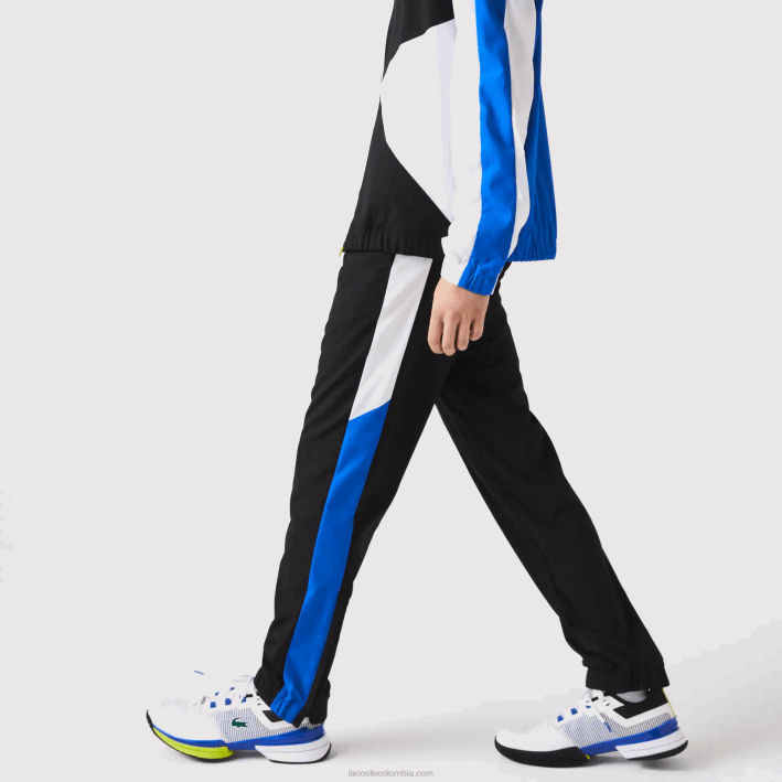 hombres Lacoste 6F241144 blanco negro azul amarillo l74 chándal deportivo de tenis con estampado de cocodrilo