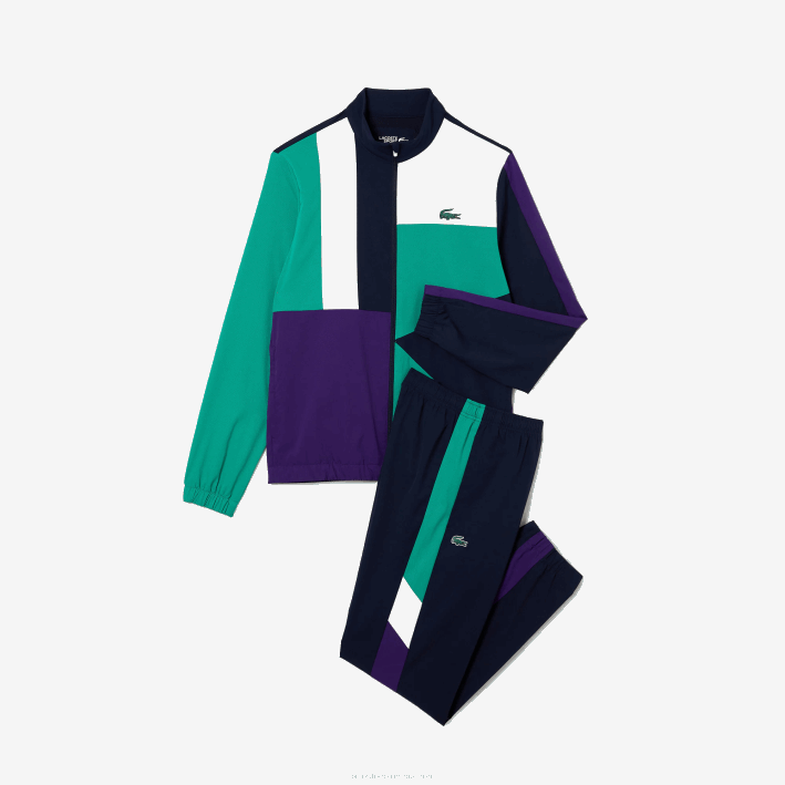 hombres Lacoste 6F241145 azul marino verde violeta blanco xsb chándal deportivo de tenis con estampado de cocodrilo