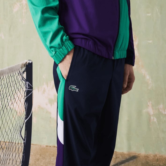 hombres Lacoste 6F241145 azul marino verde violeta blanco xsb chándal deportivo de tenis con estampado de cocodrilo