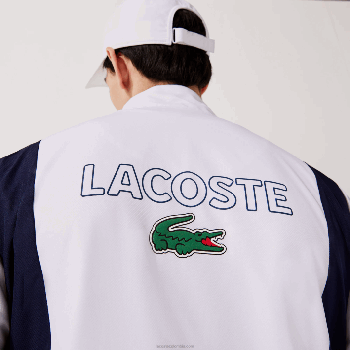 hombres Lacoste 6F241156 blanco naranja azul marino 8ty chándal deportivo con bloques de colores