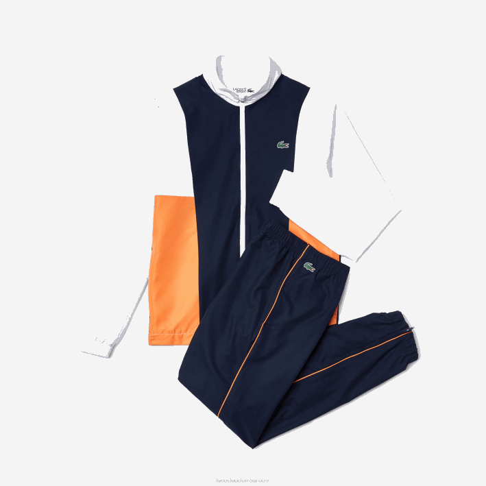 hombres Lacoste 6F241156 blanco naranja azul marino 8ty chándal deportivo con bloques de colores