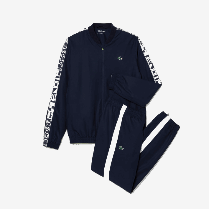 hombres Lacoste 6F241172 azul marino 423 chándal de tenis con estampado deportivo