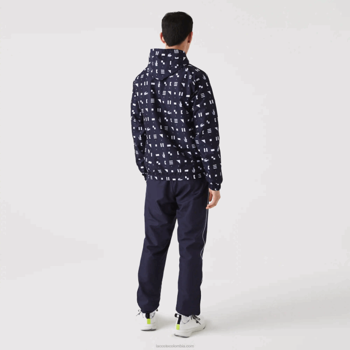 hombres Lacoste 6F241194 blanco azul marino r20 chándal deportivo de tenis