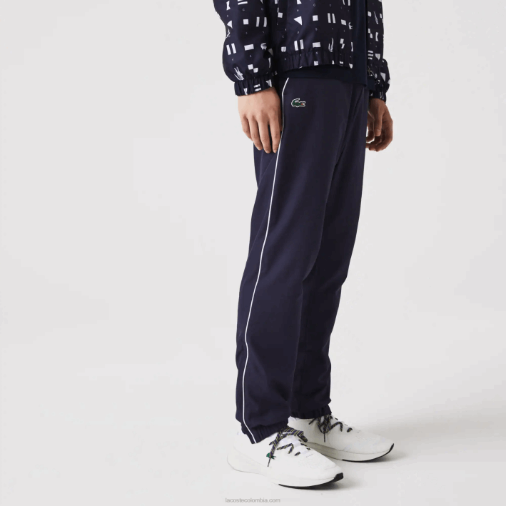 hombres Lacoste 6F241194 blanco azul marino r20 chándal deportivo de tenis