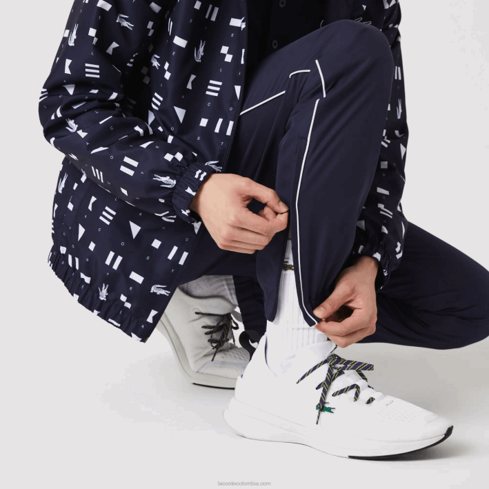hombres Lacoste 6F241194 blanco azul marino r20 chándal deportivo de tenis