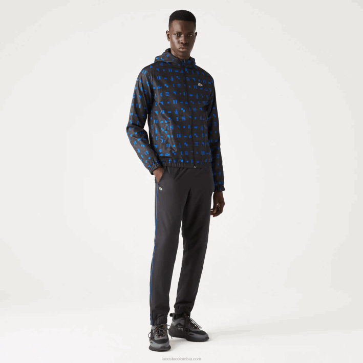 hombres Lacoste 6F241195 azul negro t92 chándal deportivo de tenis