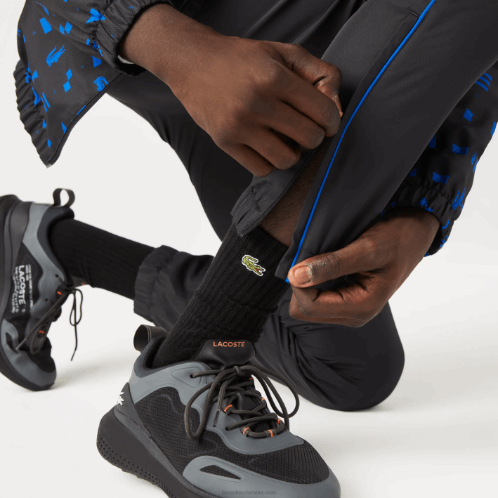 hombres Lacoste 6F241195 azul negro t92 chándal deportivo de tenis