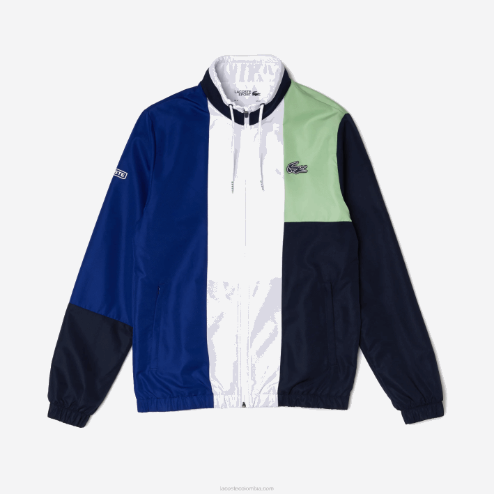 hombres Lacoste 6F241201 verde azul marino blanco cn1 chándal deportivo con bloques de color