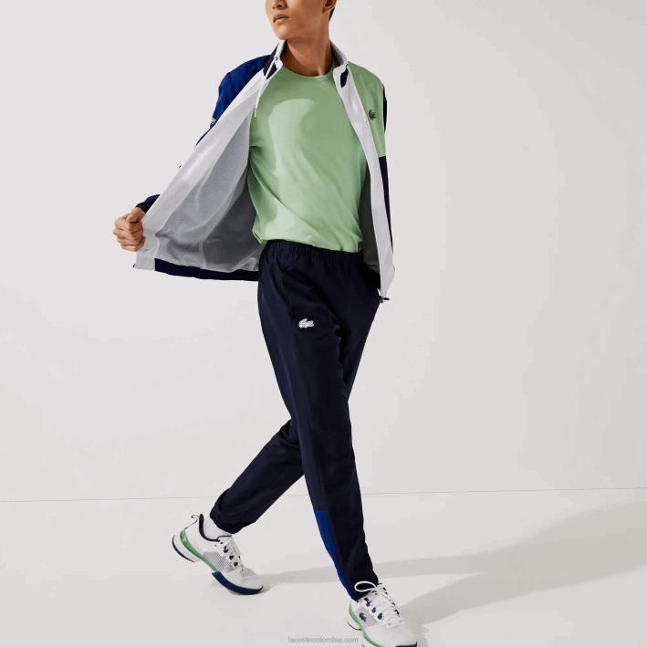 hombres Lacoste 6F241201 verde azul marino blanco cn1 chándal deportivo con bloques de color