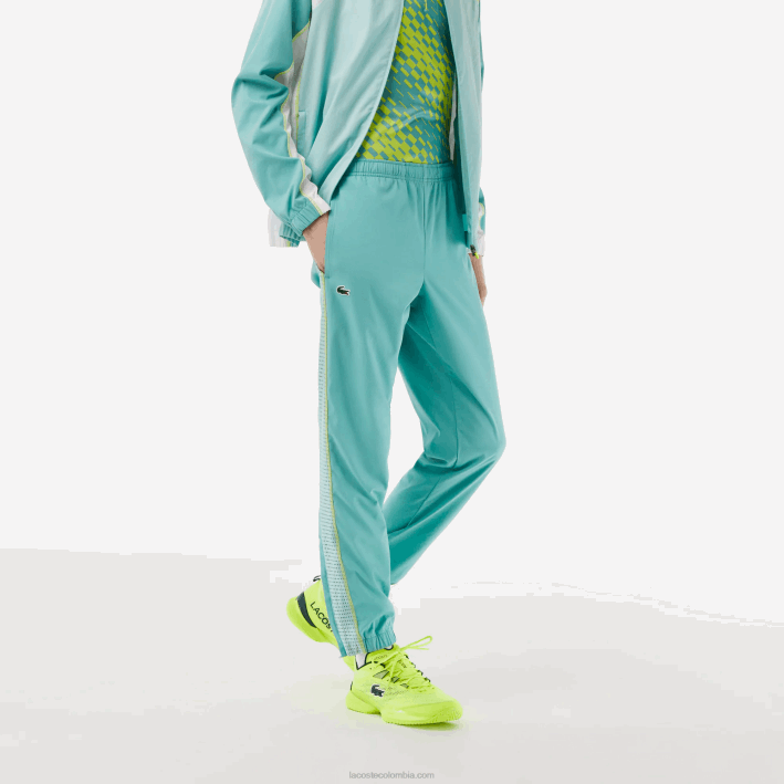 hombres Lacoste 6F2427 verde claro blanco amarillo xia jogger de tenis con cuello alto