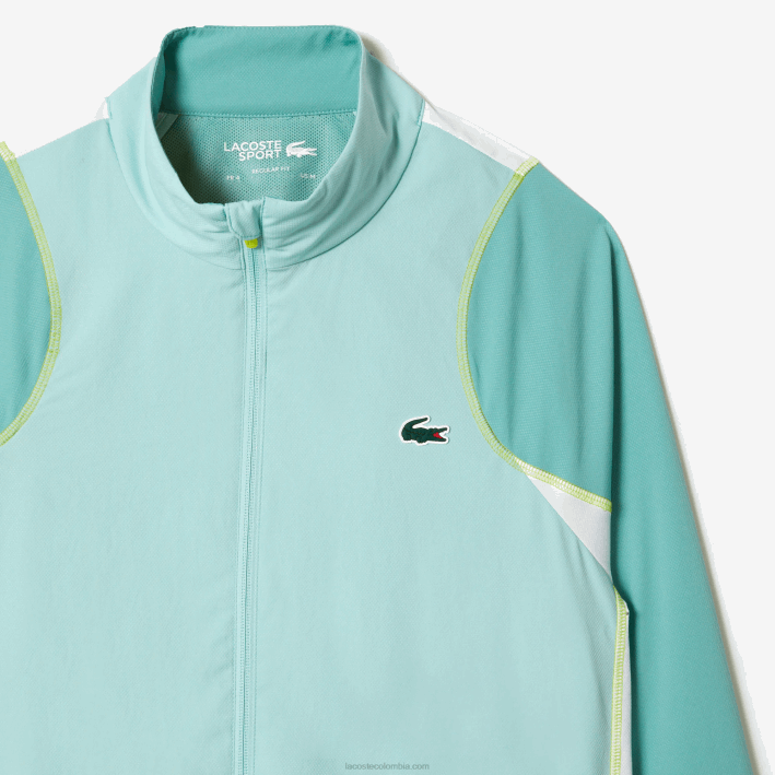 hombres Lacoste 6F2427 verde claro blanco amarillo xia jogger de tenis con cuello alto