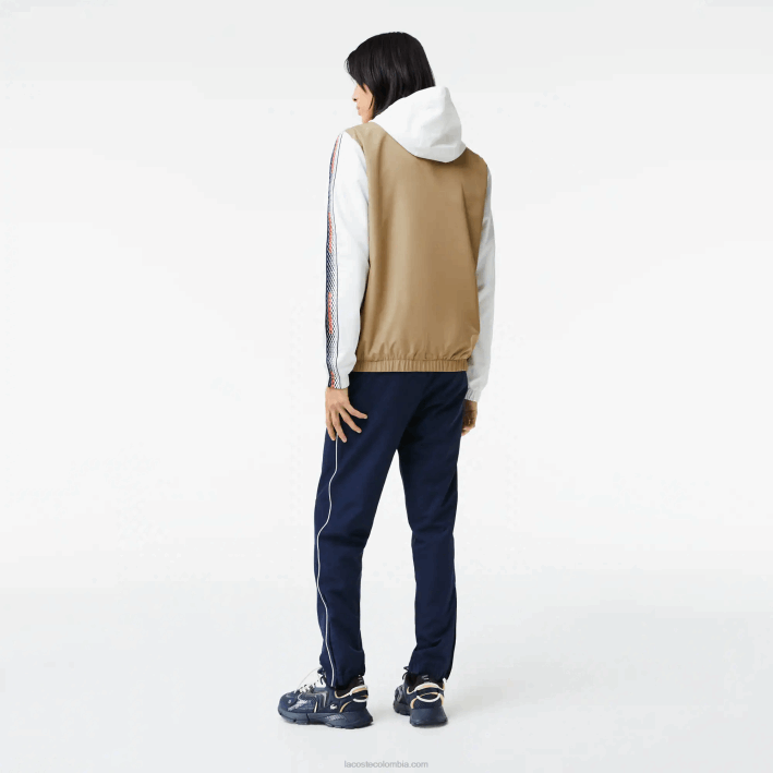 hombres Lacoste 6F24342 beige azul marino blanco 8x2 jogger de tenis regular fit