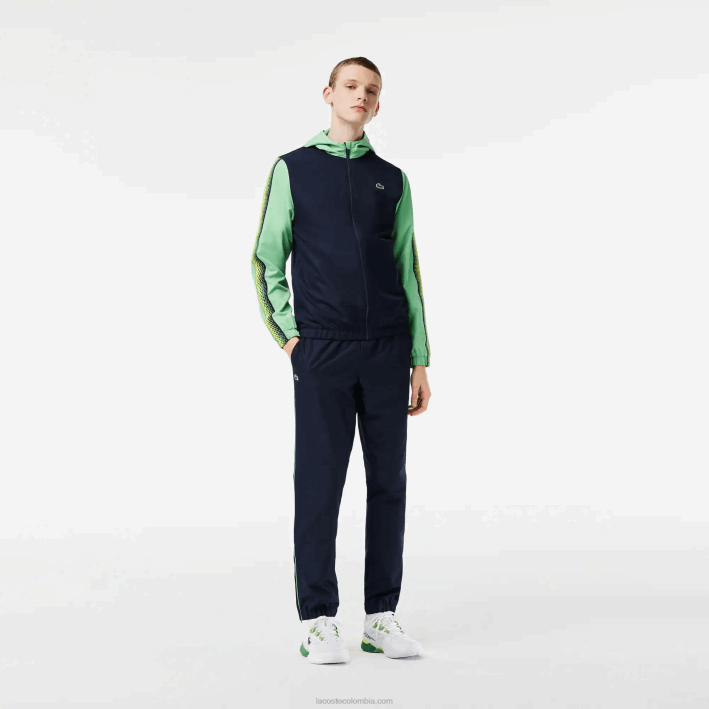 hombres Lacoste 6F24343 azul marino verde wti jogger de tenis regular fit
