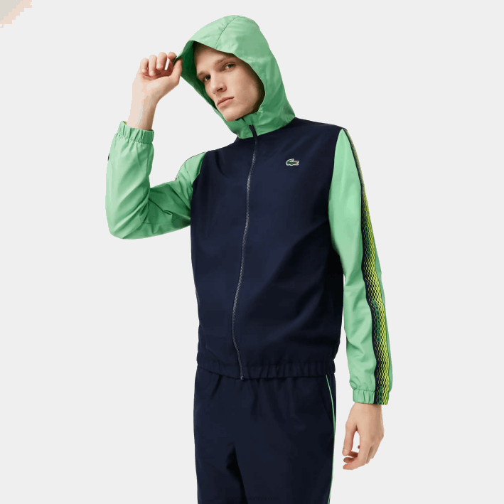 hombres Lacoste 6F24343 azul marino verde wti jogger de tenis regular fit