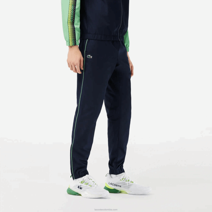 hombres Lacoste 6F24343 azul marino verde wti jogger de tenis regular fit