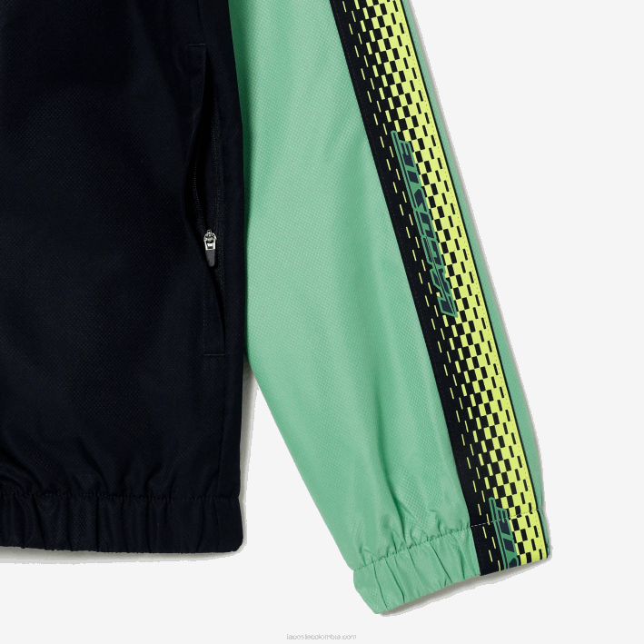 hombres Lacoste 6F24343 azul marino verde wti jogger de tenis regular fit