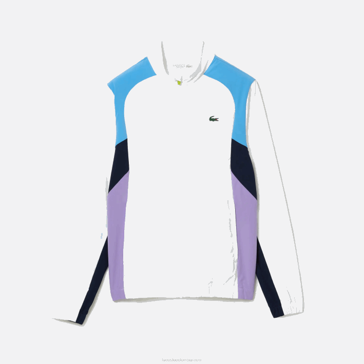 hombres Lacoste 6F24996 blanco morado azul marino y03 chándal deportivo de tenis con bloques de color