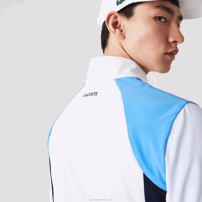 hombres Lacoste 6F24996 blanco morado azul marino y03 chándal deportivo de tenis con bloques de color