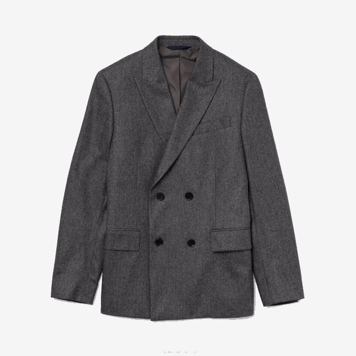 hombres Lacoste 6F241320 lomo gris fv8 blazer de lana virgen y cachemira con doble botonadura hombres Lacoste 6F241320 lomo gris fv8 blazer de lana virgen y cachemira con doble botonadura