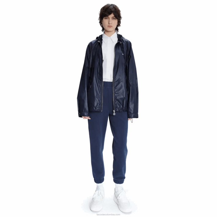hombres6F241310 wgh azul lacoste x a.p.c. chamarra con capucha de nailon resistente al agua