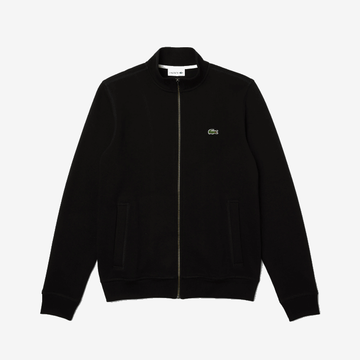 hombres Lacoste 6F241034 negro 031 chamarra polar de piqué con cuello alto y cremallera